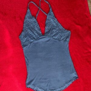 Free People Blue Knit Top